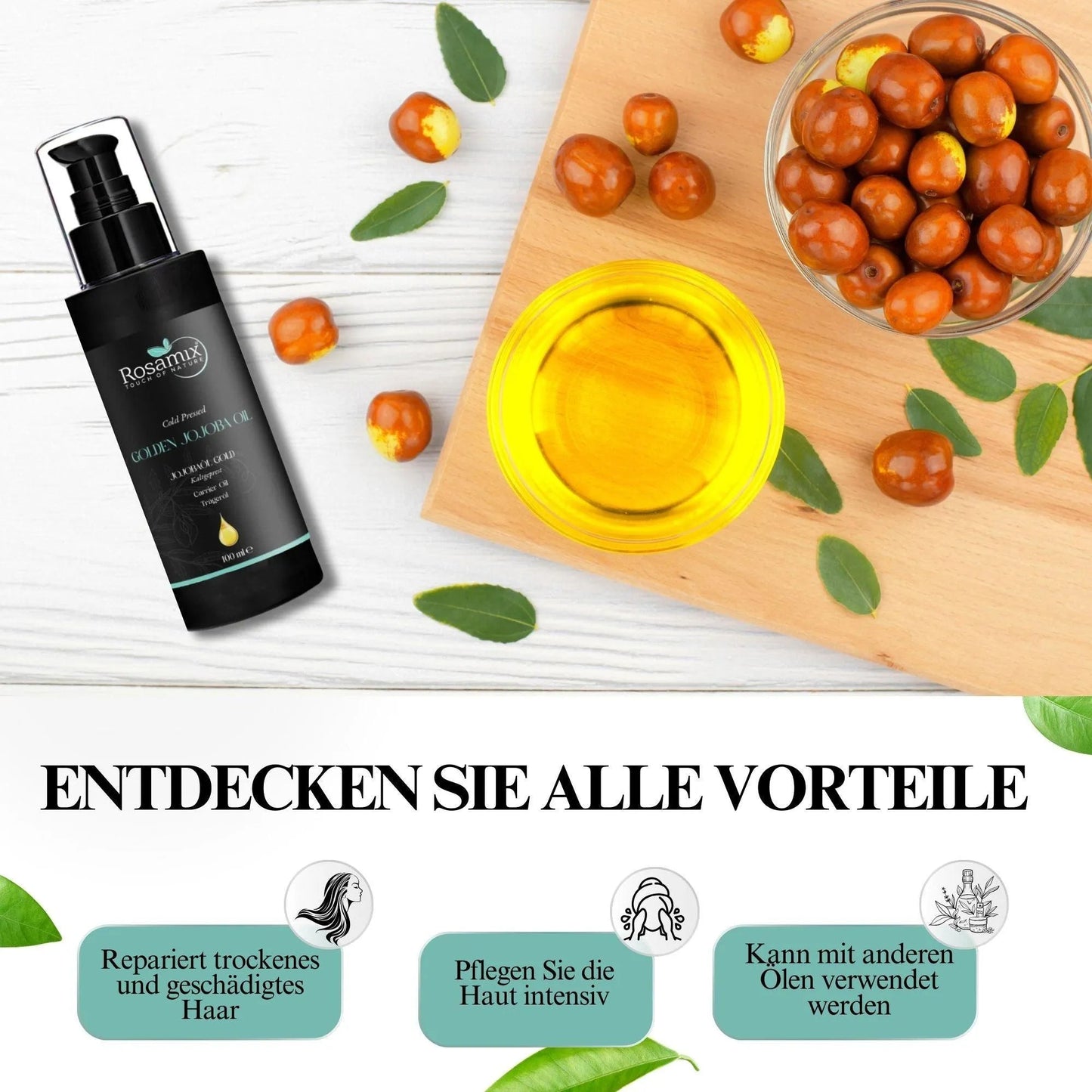 Jojobaöl Gold Kaltgepresst – 100% Reines Trägeröl