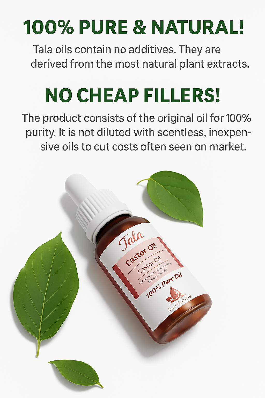 Rizinusöl 100% Rein & Natürlich Kaltgepresst 20ml – Reines Haar- & Hautöl