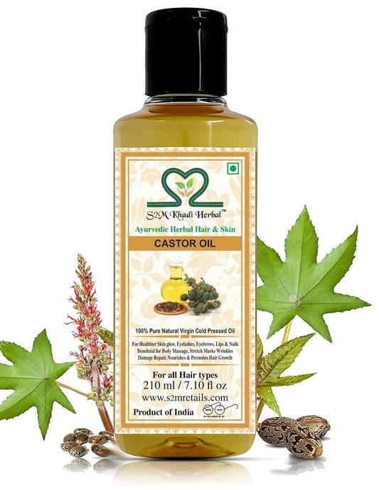S2M KHADI HERBAL Rizinusöl Kaltgepresst 210ml – Reines Trägeröl für Haar & Haut